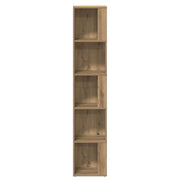 Hoekkast 33x33x165 cm bewerkt hout artisanaal eikenkleur