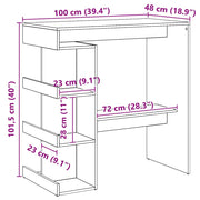 Bartafel met opbergrek 100x48x101,5 cm artisanaal eikenkleurig
