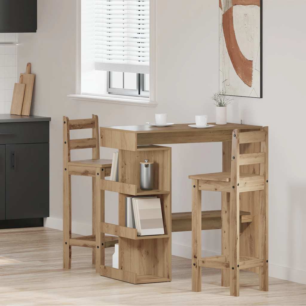 Bartafel met opbergrek 100x48x101,5 cm artisanaal eikenkleurig