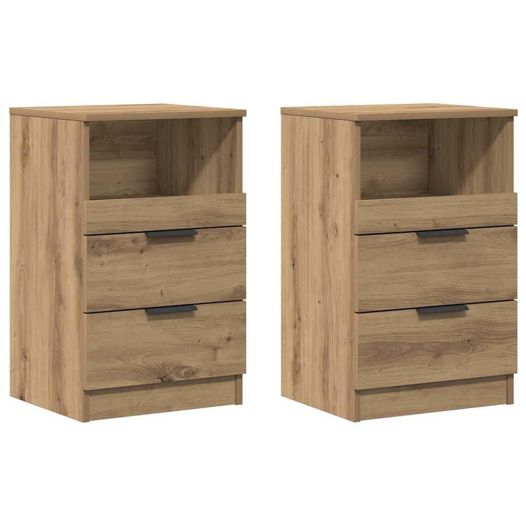 Nachtkastjes 2 st 40x36x65cm bewerkt hout artisanaal eikenkleur