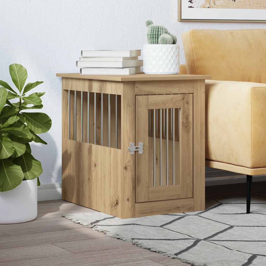 Hondenbench 45x62x59 cm bewerkt hout artisanaal eikenkleurig