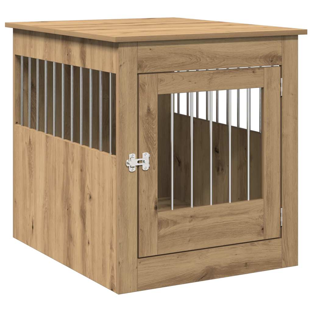Hondenbench 64,5x80x71 cm bewerkt hout artisanaal eikenkleur