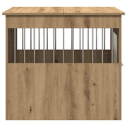 Hondenbench 64,5x80x71 cm bewerkt hout artisanaal eikenkleur