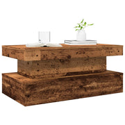 Salontafel met LED-verlichting 90x50x40 cm oud houtkleurig