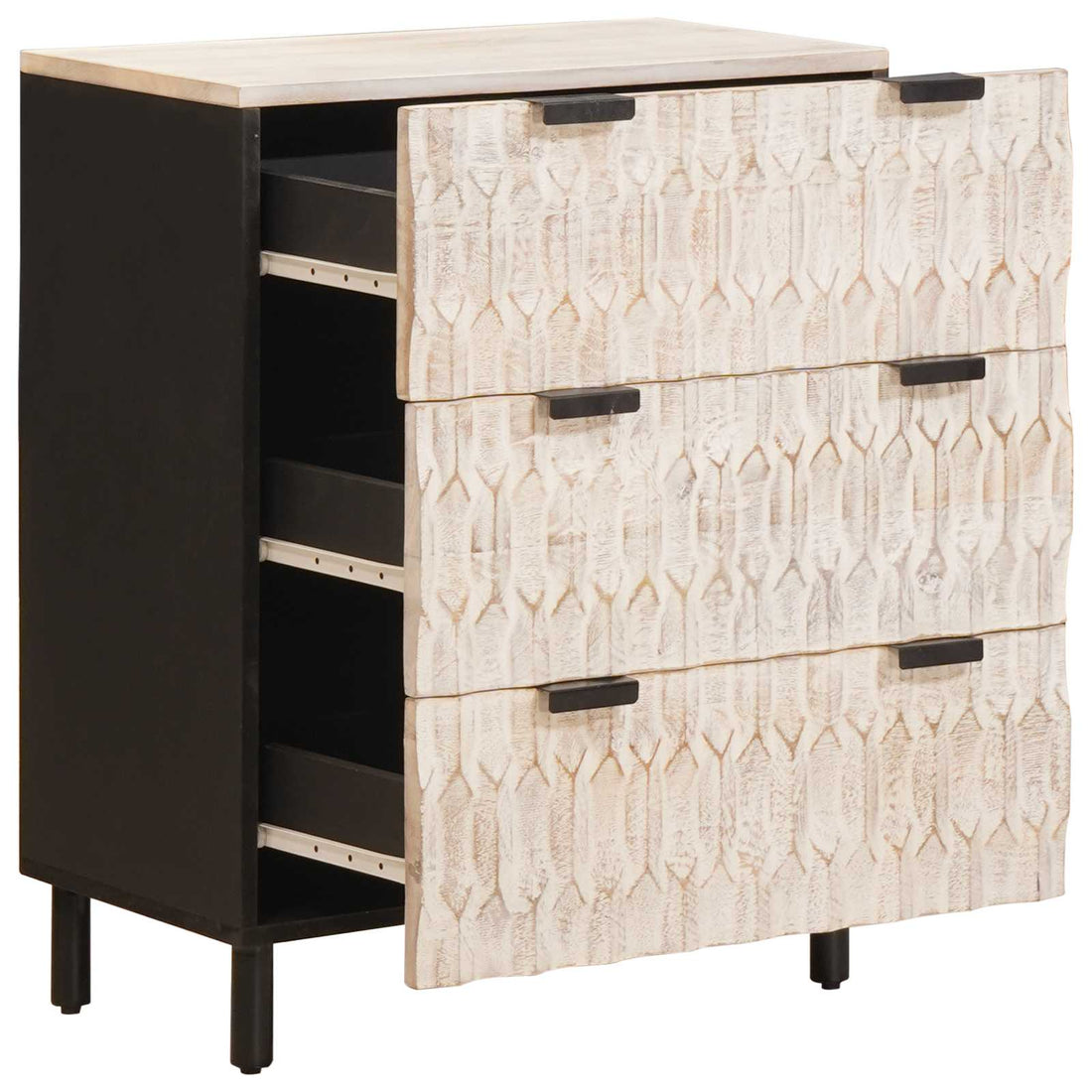 Dressoir 60 x 33 x 75 cm massief mangohout witgewassen afwerking