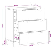 Dressoir 60 x 33 x 75 cm massief mangohout witgewassen afwerking