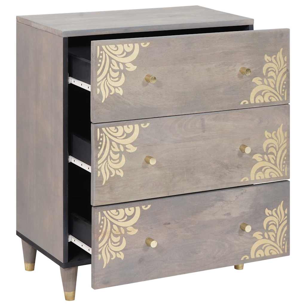 Dressoir Grijs en Goud 60 x 33 x 75 cm massief mangohout