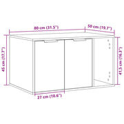 Kattenbakkast 80x50x45 cm bewerkt hout gerookt eikenkleurig