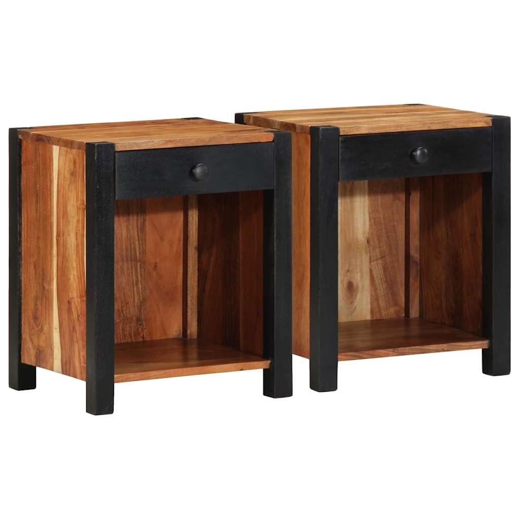 Nachtkastje 2 st Bruin 40 x 35 x 50 cm Massief Acaciahout