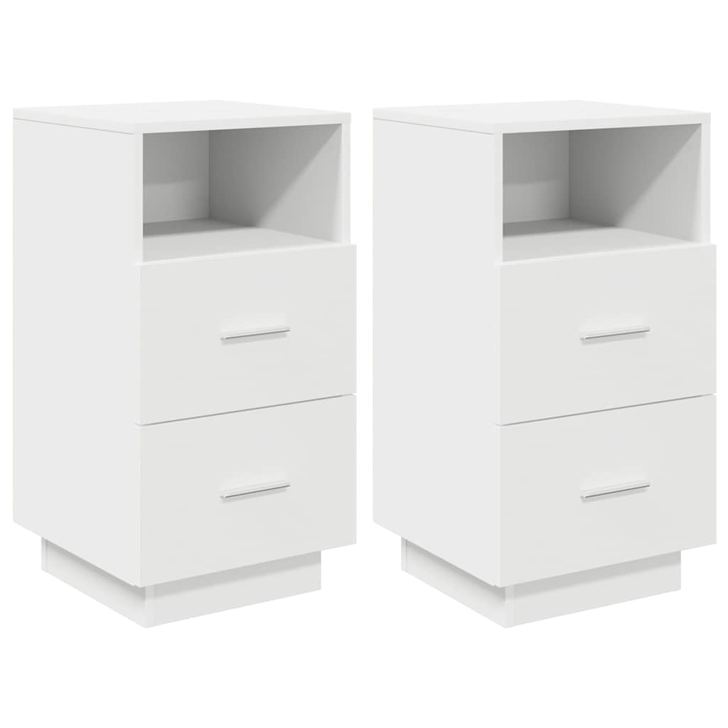 Nachtkastjes 2 st met 2 lades 36x36x68 cm wit