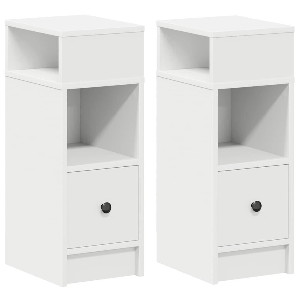 Nachtkastjes 2 st met lade 25x31x66 cm wit