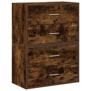 Kasten met 4 lades 2 st 60x31x40 cm bewerkt hout gerookt eiken