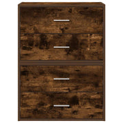 Kasten met 4 lades 2 st 60x31x40 cm bewerkt hout gerookt eiken