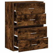Kasten met 4 lades 2 st 60x31x40 cm bewerkt hout gerookt eiken