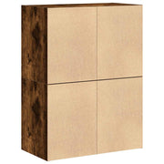 Kasten met 4 lades 2 st 60x31x40 cm bewerkt hout gerookt eiken