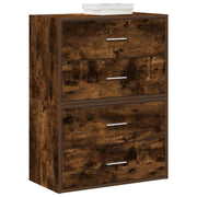 Kasten met 4 lades 2 st 60x31x40 cm bewerkt hout gerookt eiken