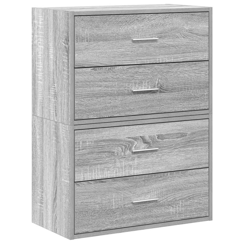 Kasten met 4 lades 2 st 60x31x40 cm bewerkt hout grijs sonoma