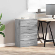 Kasten met 4 lades 2 st 60x31x40 cm bewerkt hout grijs sonoma