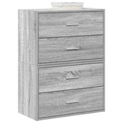 Kasten met 4 lades 2 st 60x31x40 cm bewerkt hout grijs sonoma