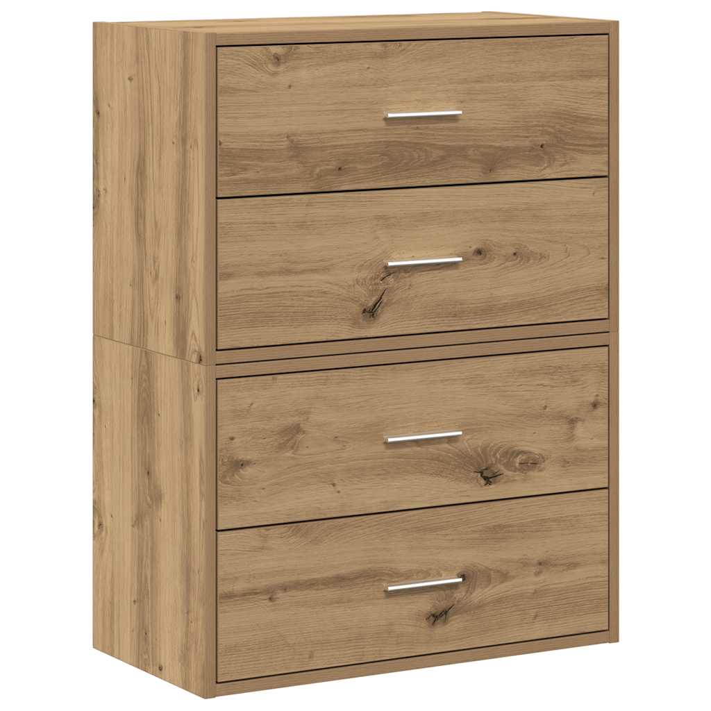 Kasten met 4 lades 2st 60x31x40cm bewerkt hout artisanaal eiken