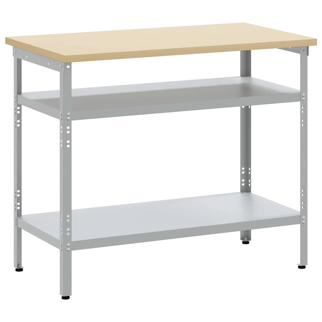 Werktafel met plank Grijs en Beige 100 x 55 x 85 cm Staal