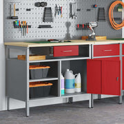 Werkbank met lade met plank Rood en Grijs 100 x 55 x 85 cm