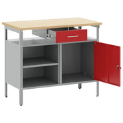 Werkbank met lade met plank Rood en Grijs 100 x 55 x 85 cm