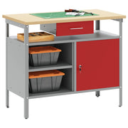 Werkbank met lade met plank Rood en Grijs 100 x 55 x 85 cm
