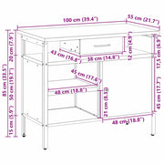 Werkbank met lade met plank Rood en Grijs 100 x 55 x 85 cm