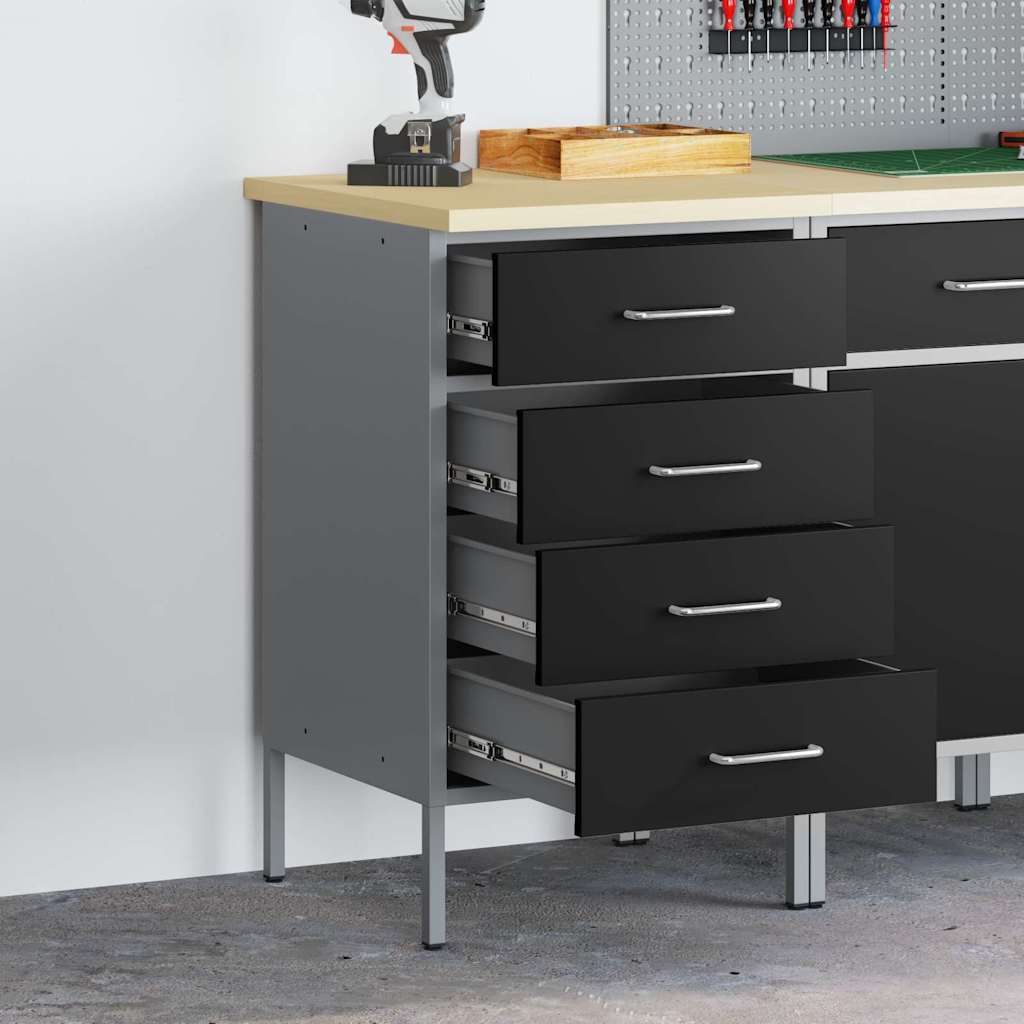 Werkbank met lade en opbergruimte Zwart en Grijs 50 x 55 x 85 cm