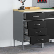 Werkbank met lade en opbergruimte Zwart en Grijs 50 x 55 x 85 cm