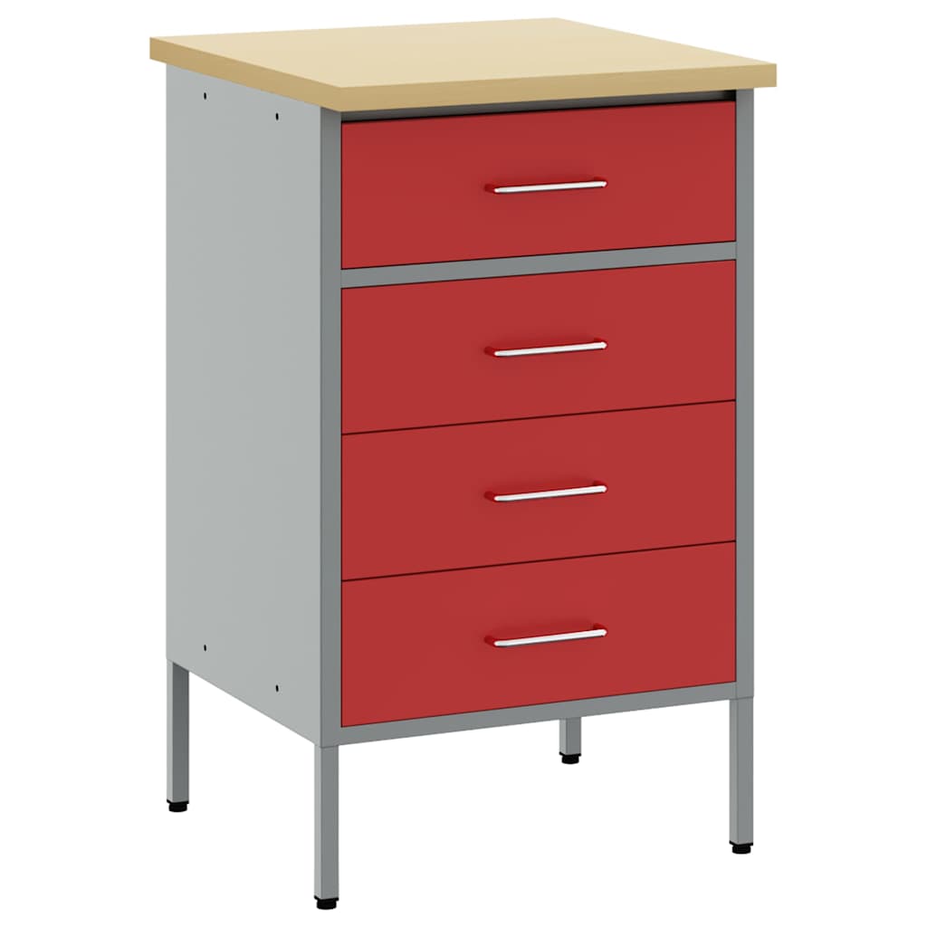 Werkbank Rood en Grijs 50 x 55 x 85 cm Engineered hout en staal