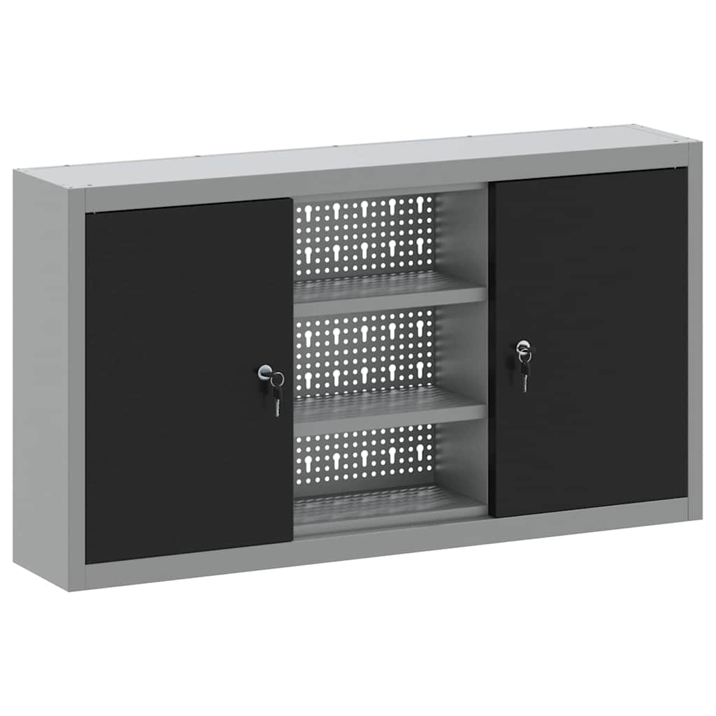 Gereedschapskast met plank Zwart en Grijs 100 x 20 x 55 cm
