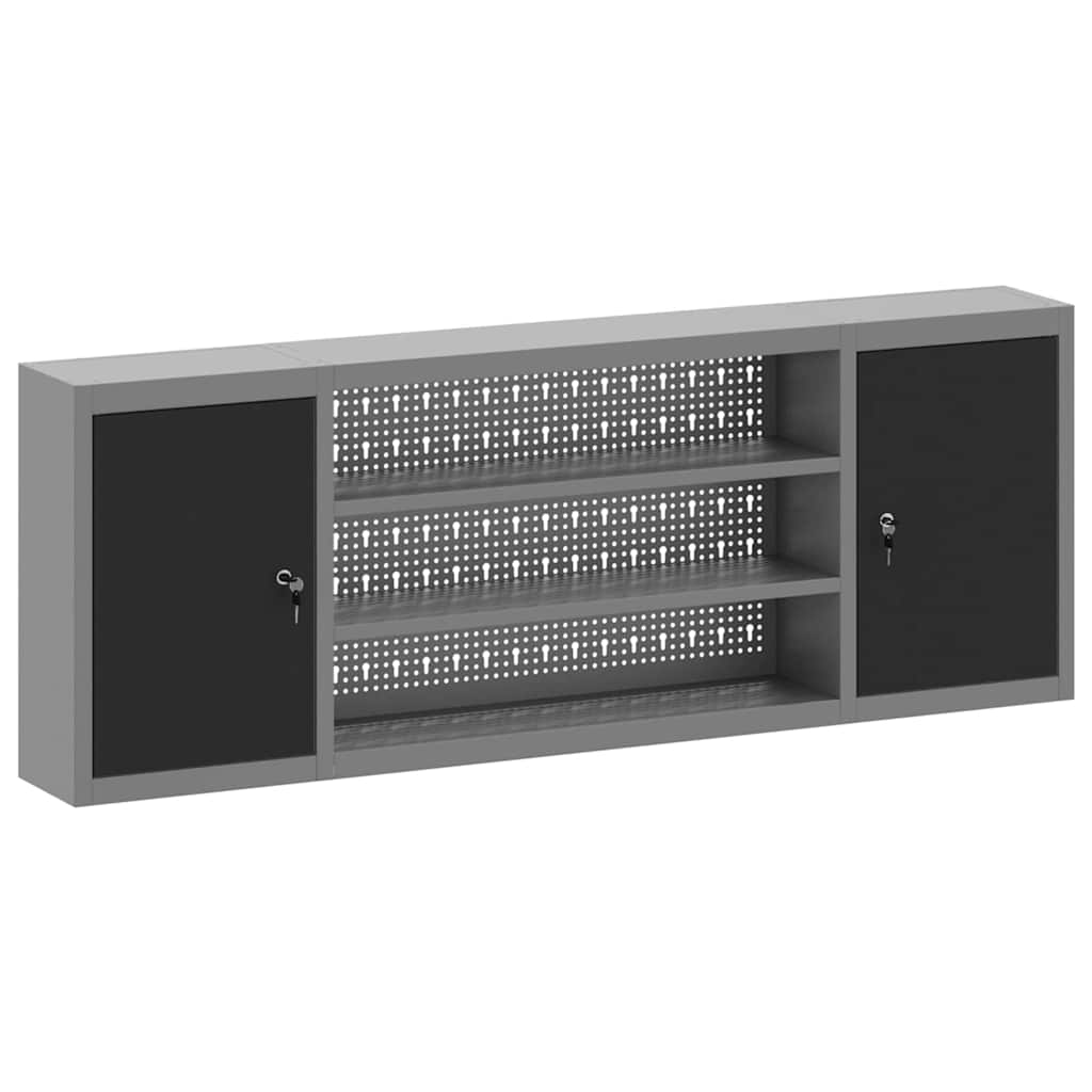 Gereedschapskast met plank Zwart en Grijs 150 x 20 x 55 cm