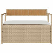 Tuinbank met kussen beige polyrotan