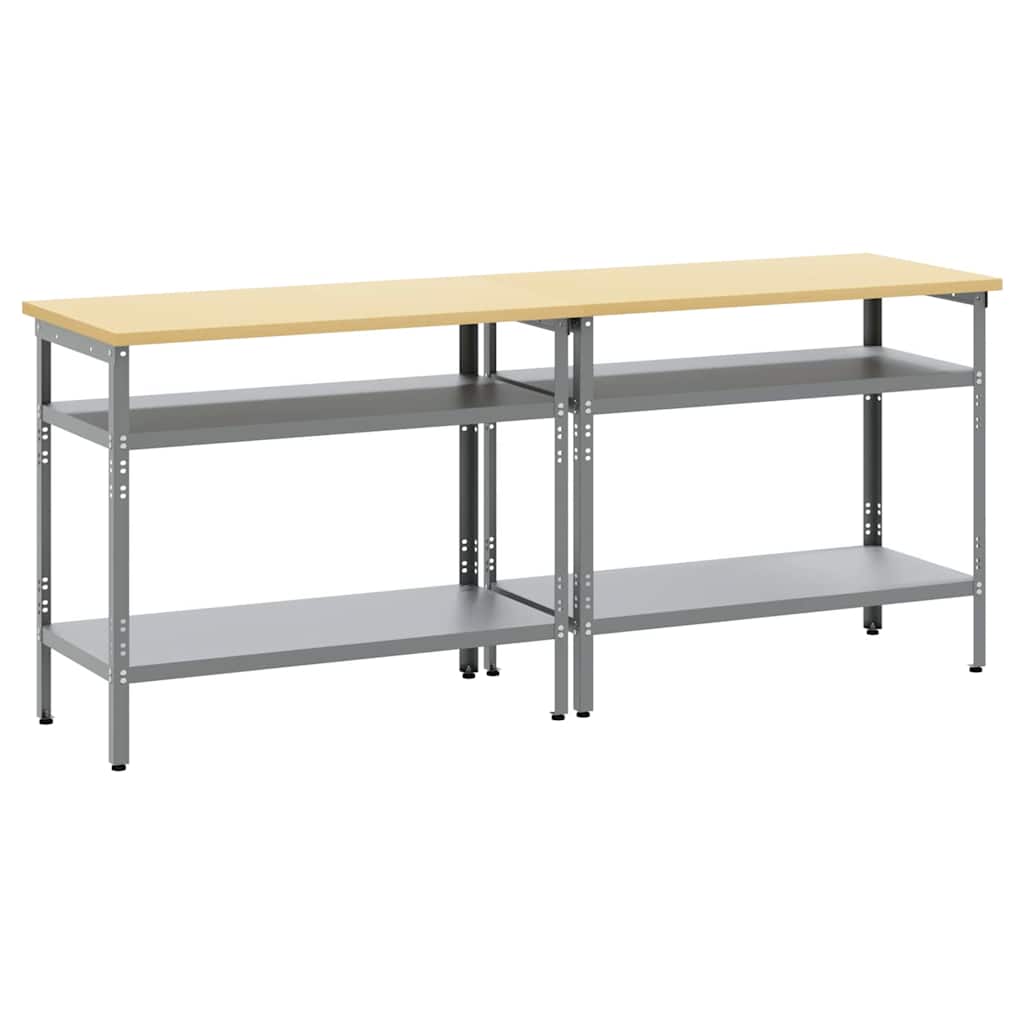 Werkbankset 2 st Beige en Grijs Gepoedercoat staal