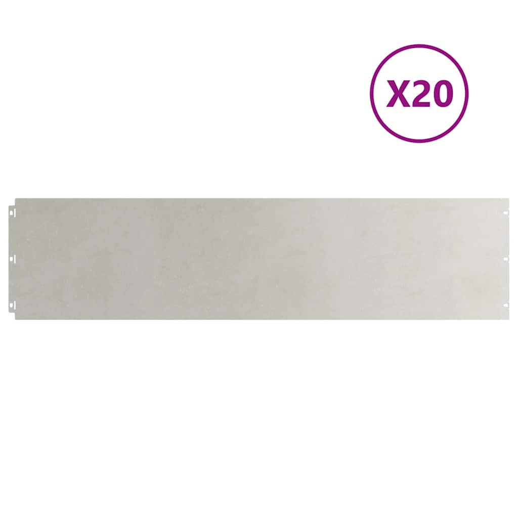Gazonrand 20 st 25 x 103 cm Roestvrij staal zilver