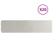 Gazonrand 20 st 25 x 103 cm Roestvrij staal zilver