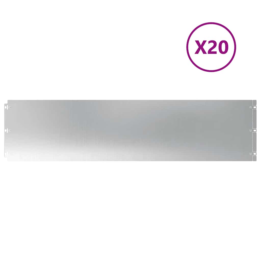 Gazonrand 20 st 25 x 103 cm Gegalvaniseerd staal zilver