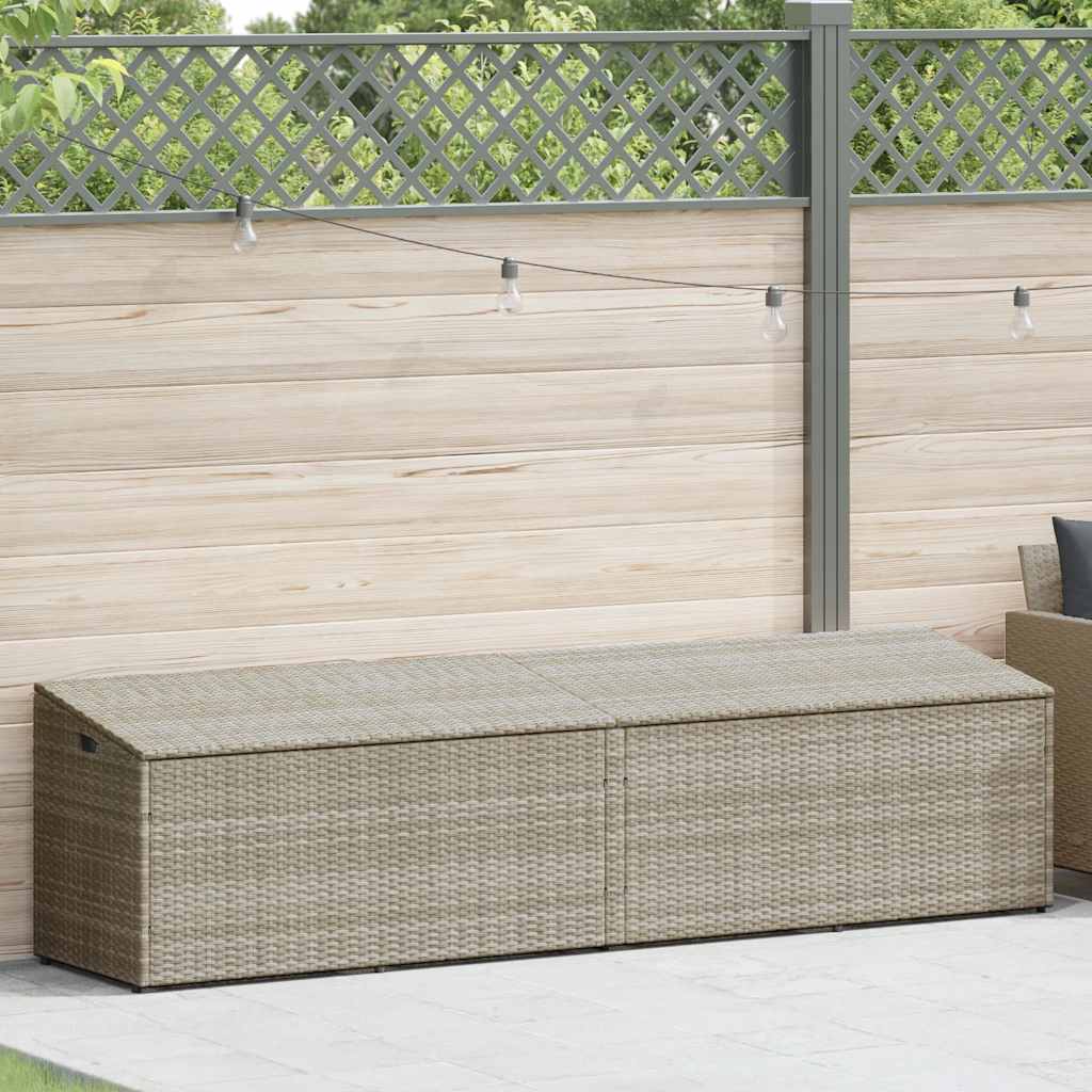 Tuinbox 220x50x58 cm poly rattan lichtgrijs