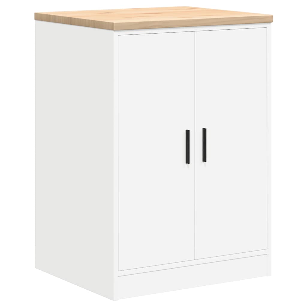 Garagekast 60x51x85 cm massief grenenhout wit