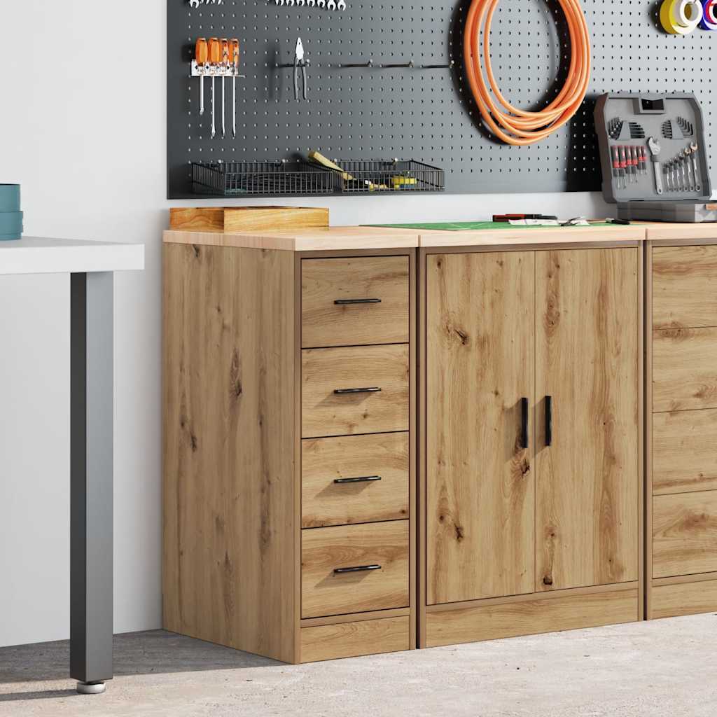 Garagekast 30x51x85 cm massief grenenhout artisan eikenkleurig