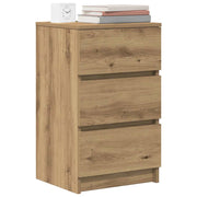 Nachtkastjes 3 lades 2 st 39x35x65 cm ambachtelijk eikenkleurig