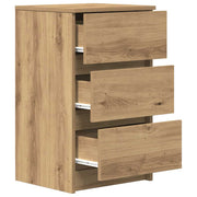 Nachtkastjes 3 lades 2 st 39x35x65 cm ambachtelijk eikenkleurig