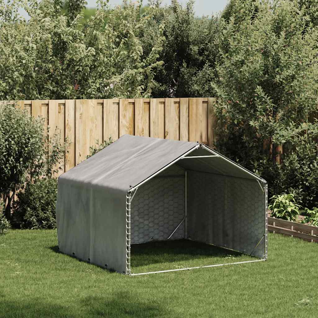 Hondenhok voor buiten met hoes 2x2x1,5 m gegalvaniseerd staal