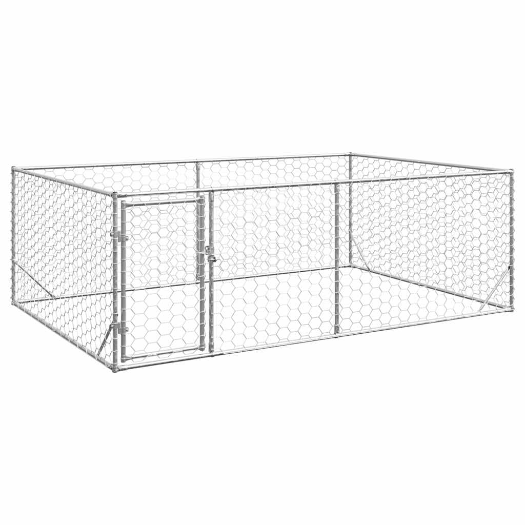 Hondenhok voor buiten met deur 3x2x1 m gegalvaniseerd staal