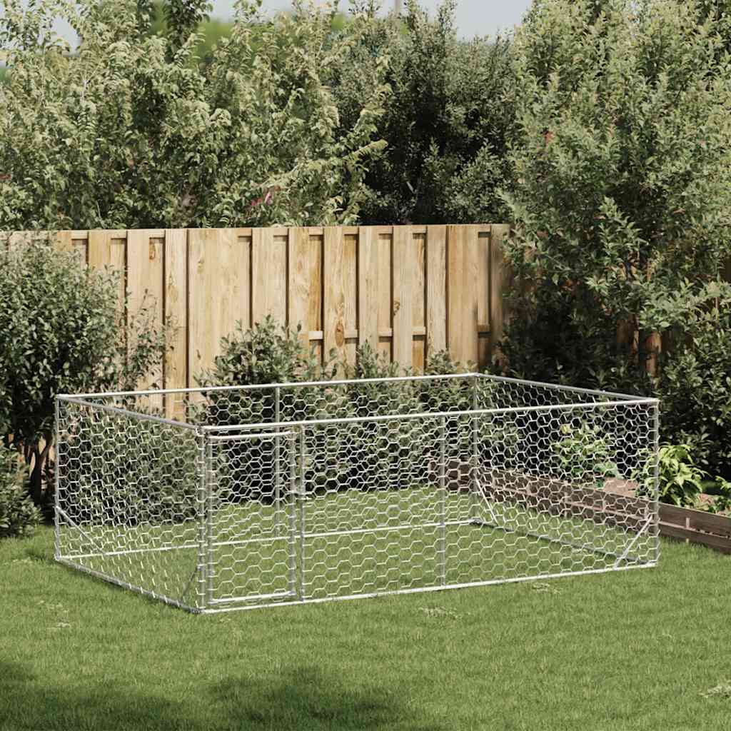 Hondenhok voor buiten met deur 3x2x1 m gegalvaniseerd staal