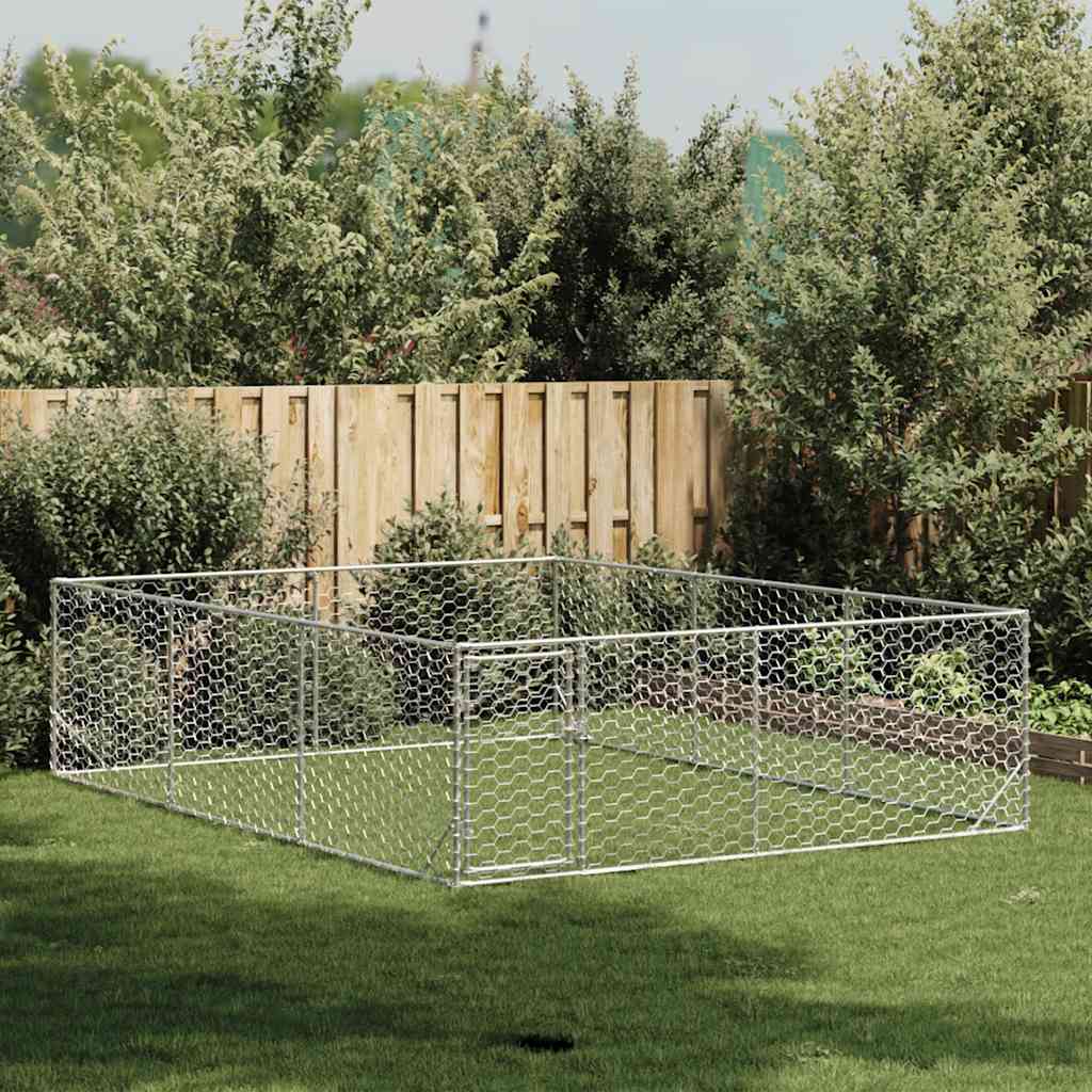 Hondenhok voor buiten met deur 3x4x1 m gegalvaniseerd staal