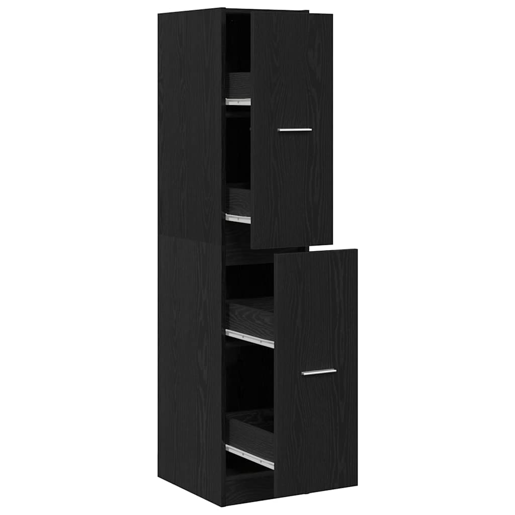 Apothekerskast Zwart Eiken 30x41x144,5 cm Bewerkt Hout