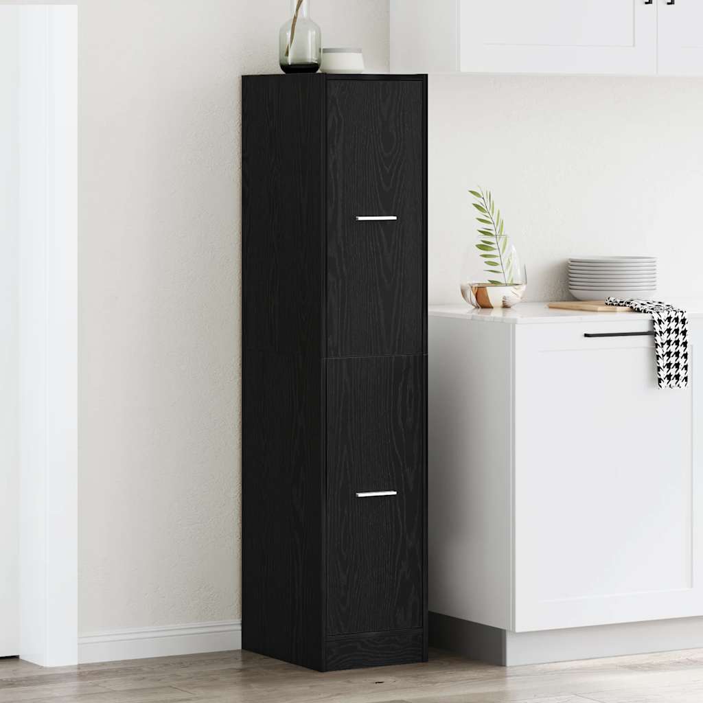 Apothekerskast Zwart Eiken 30x41x144,5 cm Bewerkt Hout